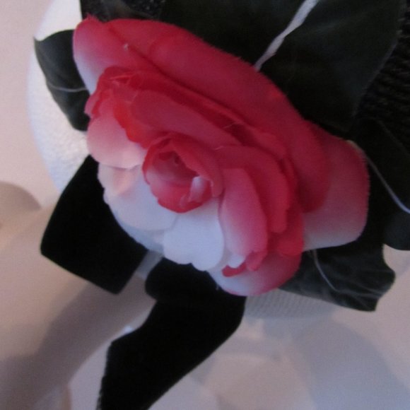 SALE Vintage Hat Lampshade Style Black White Red Rose main image 4